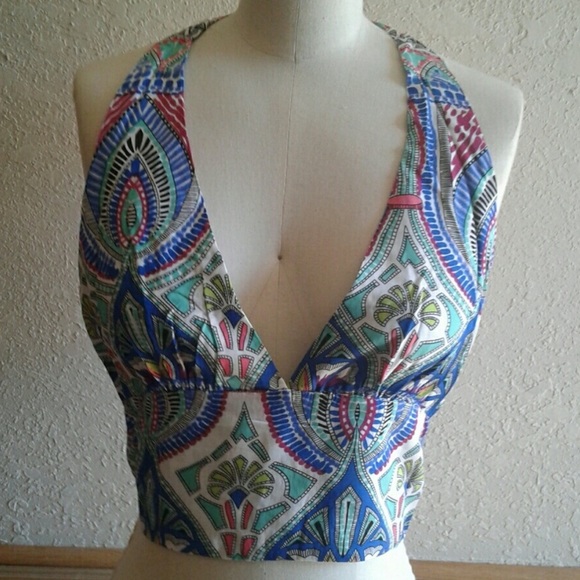 NEW NWOT Hippie Mandala Printed Halter Crop Top - Picture 4 of 5
